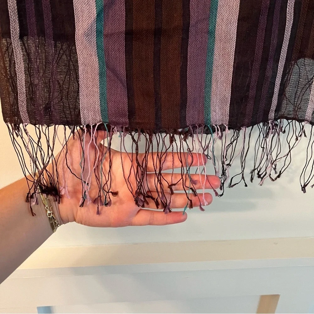 Free People lightweight purple striped scarf